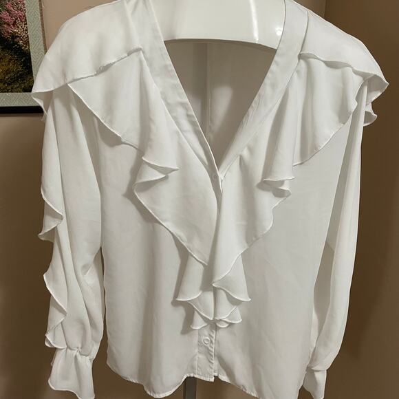 ChickMe Blouse Womens Large Whie Business Casual - Picture 1 of 7